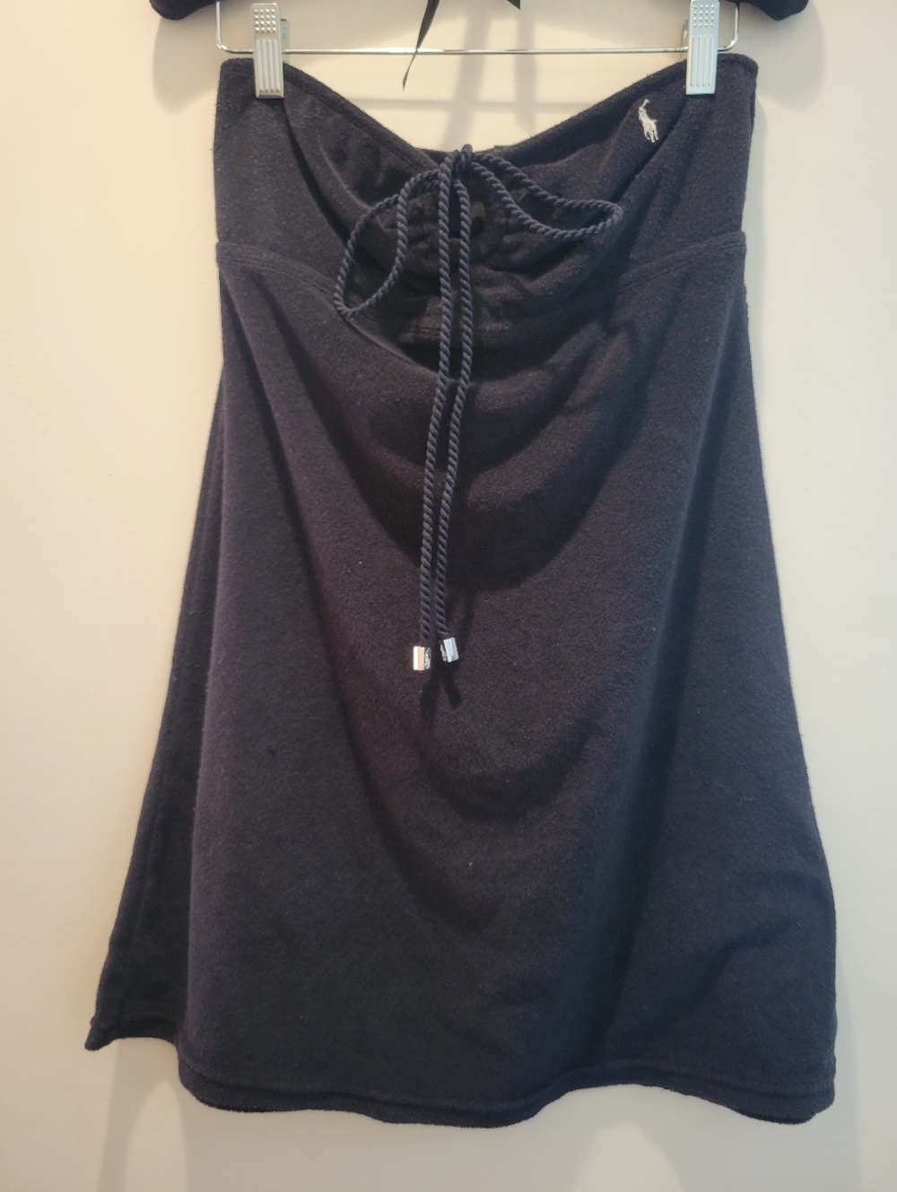 Ralph Lauren Swim Terry Cloth Cover Up Mini Dress Black Halter